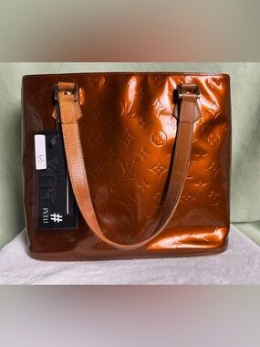 Louis Vuitton Bronze Monogram Vernis Houston Tote Bag - Authentic Vintage